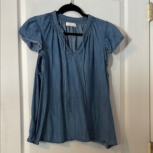 LC Lauren Conrad Blue Puff Sleeve Blouse